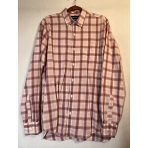 BONOBOS Mens Button‎ Down Shirt Size L TAILORED FIT Purple Plaid Long Sleeve